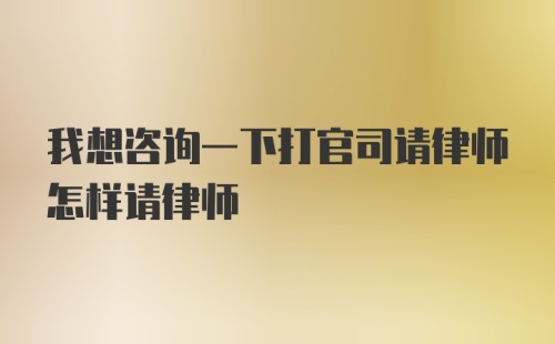 我想咨询一下打官司请律师怎样请律师