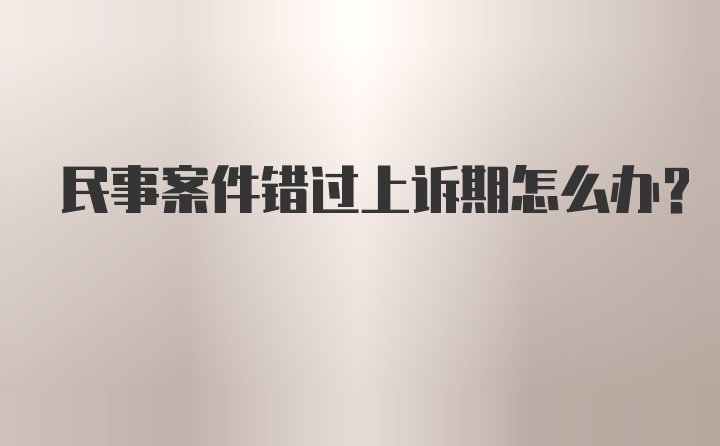 民事案件错过上诉期怎么办？