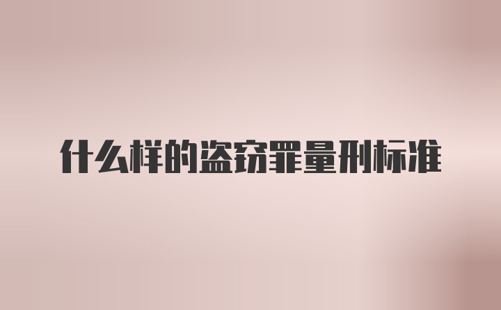 什么样的盗窃罪量刑标准