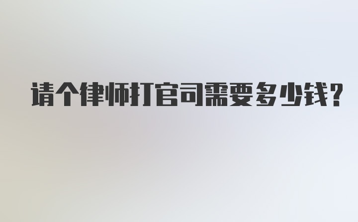 请个律师打官司需要多少钱？