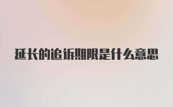 延长的追诉期限是什么意思