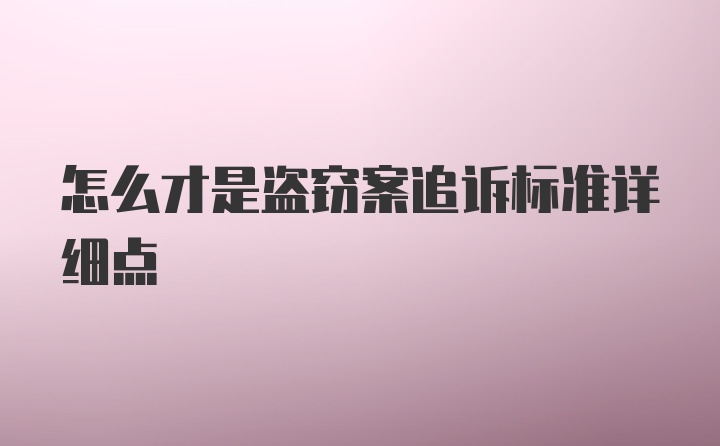 怎么才是盗窃案追诉标准详细点