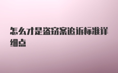 怎么才是盗窃案追诉标准详细点