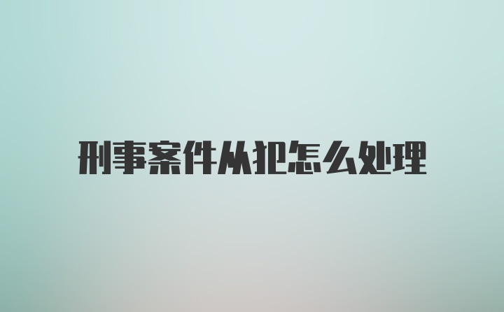 刑事案件从犯怎么处理