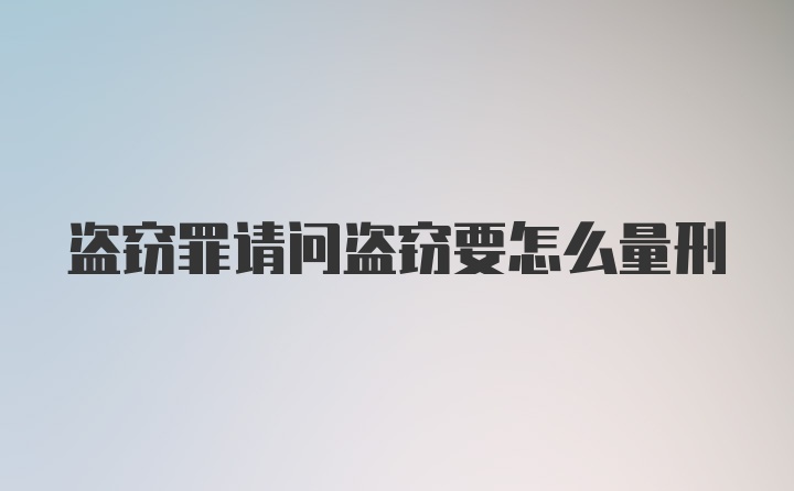 盗窃罪请问盗窃要怎么量刑