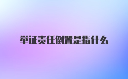 举证责任倒置是指什么