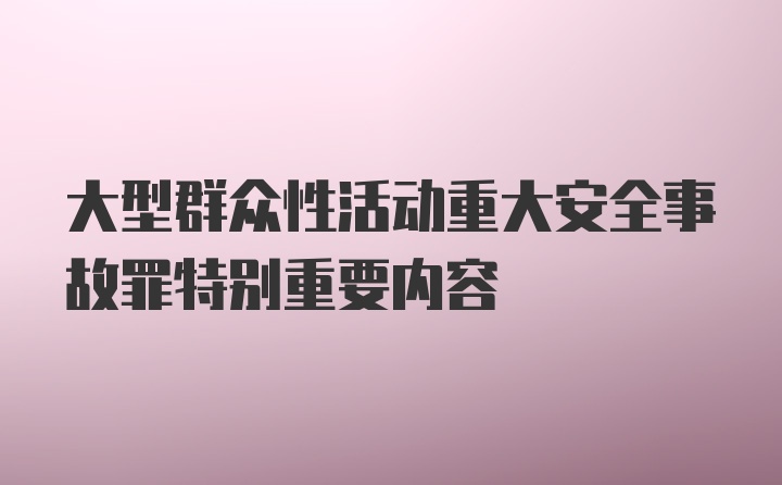 大型群众性活动重大安全事故罪特别重要内容