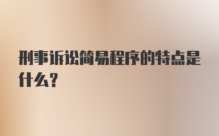 刑事诉讼简易程序的特点是什么？