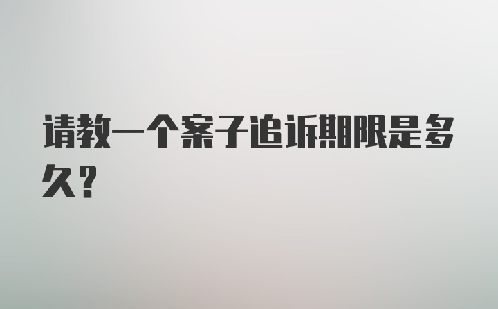 请教一个案子追诉期限是多久？