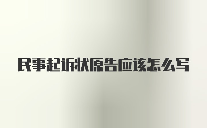 民事起诉状原告应该怎么写