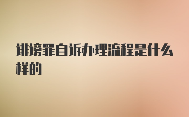 诽谤罪自诉办理流程是什么样的