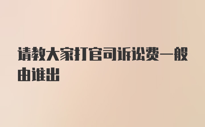 请教大家打官司诉讼费一般由谁出