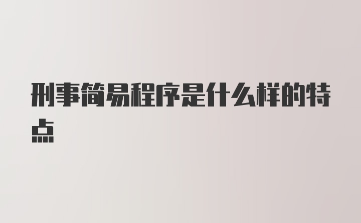 刑事简易程序是什么样的特点