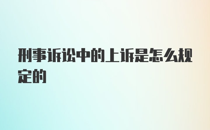 刑事诉讼中的上诉是怎么规定的