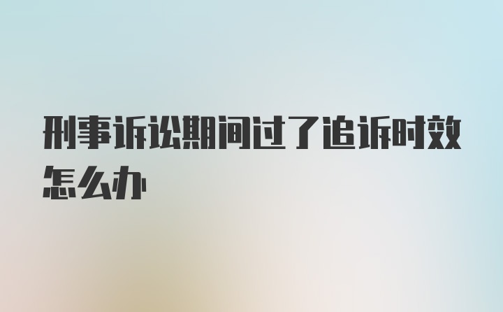 刑事诉讼期间过了追诉时效怎么办