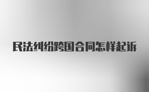 民法纠纷跨国合同怎样起诉