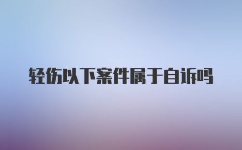 轻伤以下案件属于自诉吗