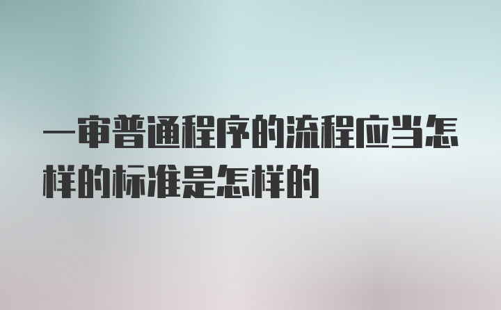 一审普通程序的流程应当怎样的标准是怎样的