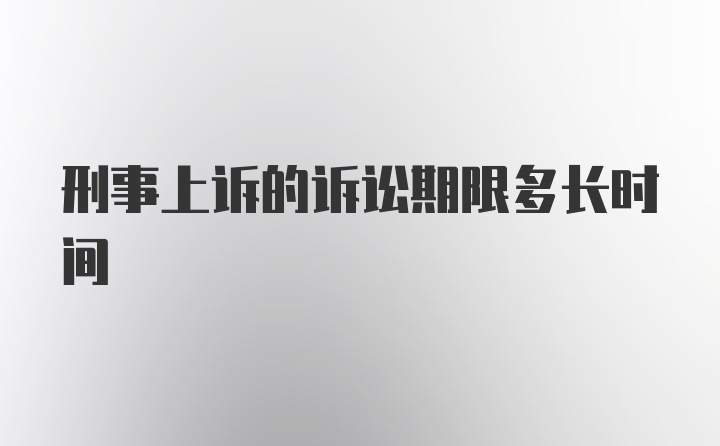 刑事上诉的诉讼期限多长时间