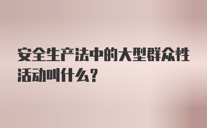 安全生产法中的大型群众性活动叫什么？