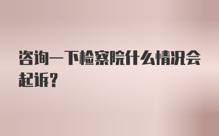 咨询一下检察院什么情况会起诉?