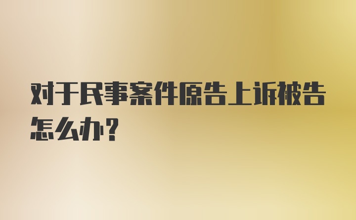 对于民事案件原告上诉被告怎么办？