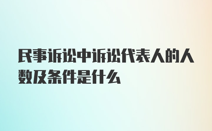 民事诉讼中诉讼代表人的人数及条件是什么