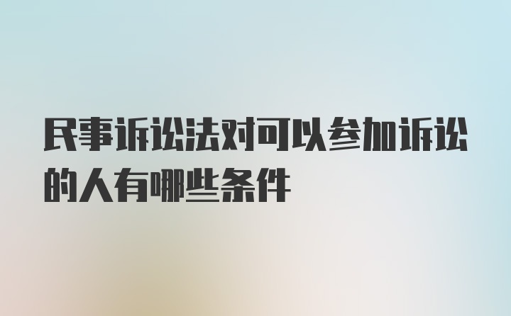 民事诉讼法对可以参加诉讼的人有哪些条件