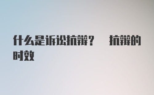 什么是诉讼抗辩? 抗辩的时效