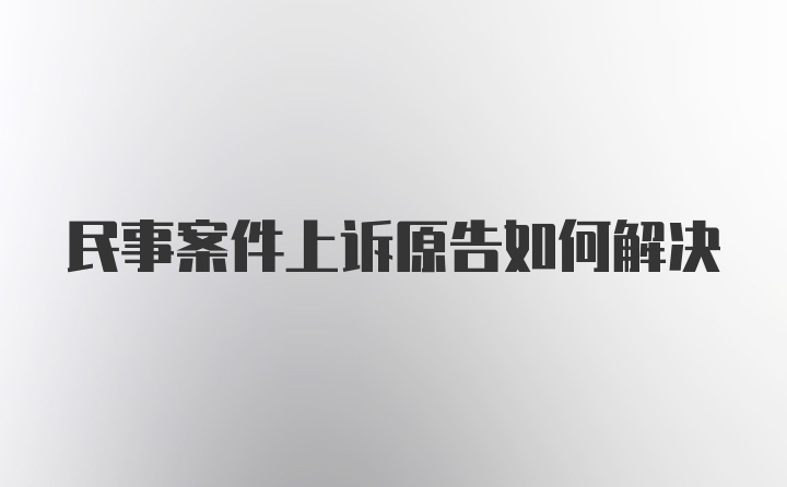 民事案件上诉原告如何解决