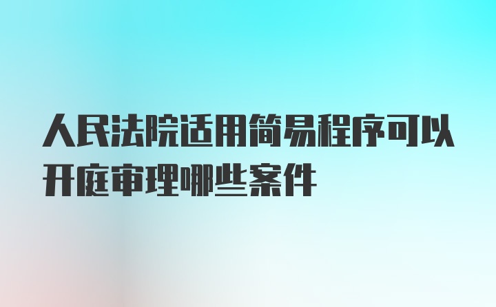 人民法院适用简易程序可以开庭审理哪些案件