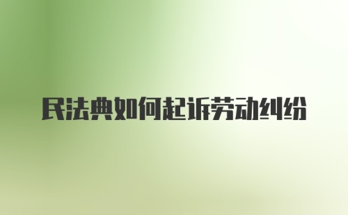 民法典如何起诉劳动纠纷