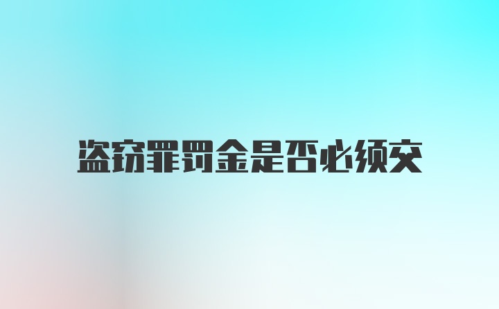 盗窃罪罚金是否必须交