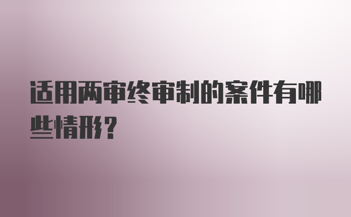 适用两审终审制的案件有哪些情形？