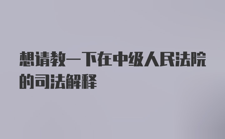 想请教一下在中级人民法院的司法解释