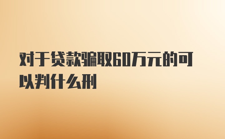 对于贷款骗取60万元的可以判什么刑