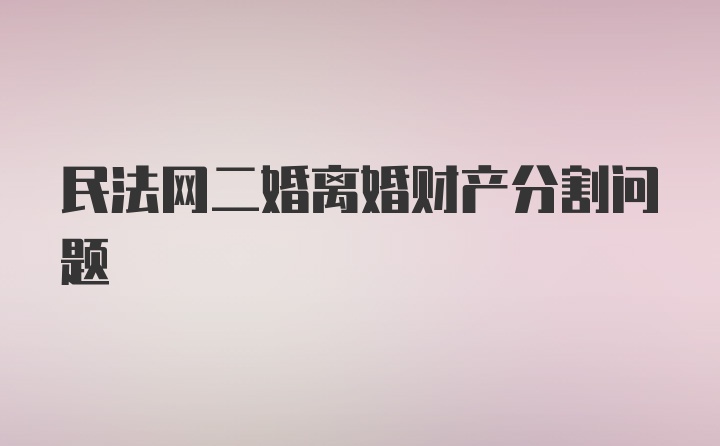 民法网二婚离婚财产分割问题