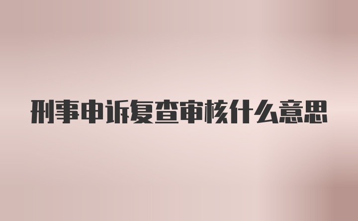 刑事申诉复查审核什么意思