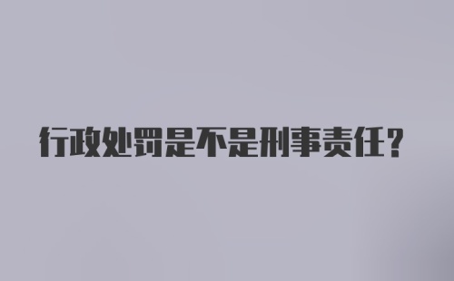 行政处罚是不是刑事责任？