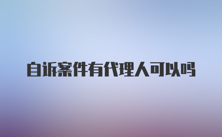 自诉案件有代理人可以吗