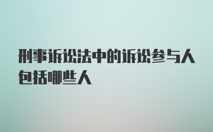 刑事诉讼法中的诉讼参与人包括哪些人