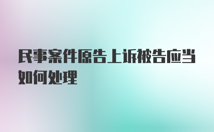 民事案件原告上诉被告应当如何处理