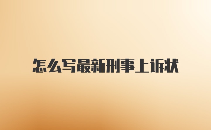 怎么写最新刑事上诉状