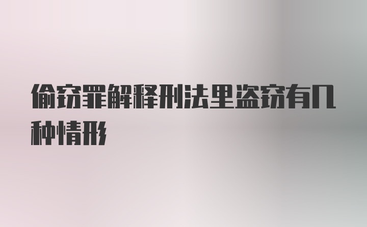 偷窃罪解释刑法里盗窃有几种情形