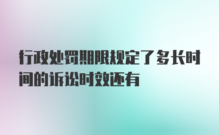 行政处罚期限规定了多长时间的诉讼时效还有