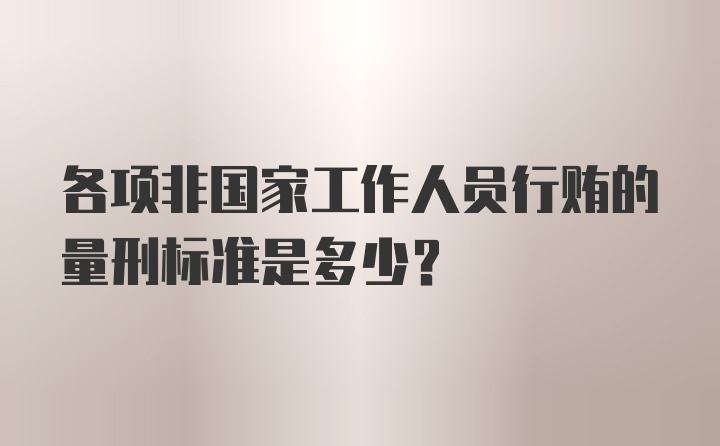 各项非国家工作人员行贿的量刑标准是多少？