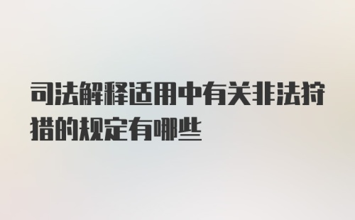 司法解释适用中有关非法狩猎的规定有哪些