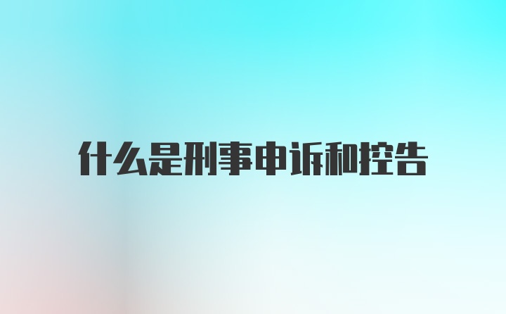 什么是刑事申诉和控告