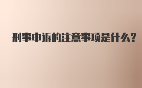 刑事申诉的注意事项是什么？