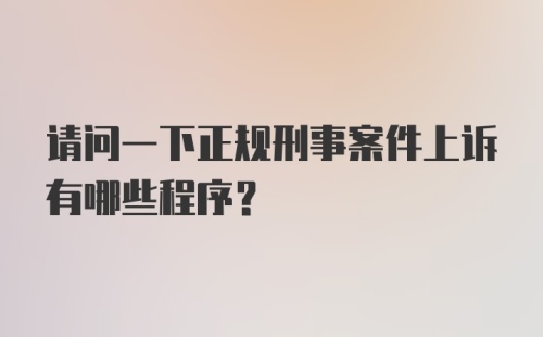 请问一下正规刑事案件上诉有哪些程序？